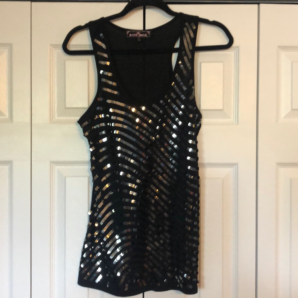 Black sequin tank